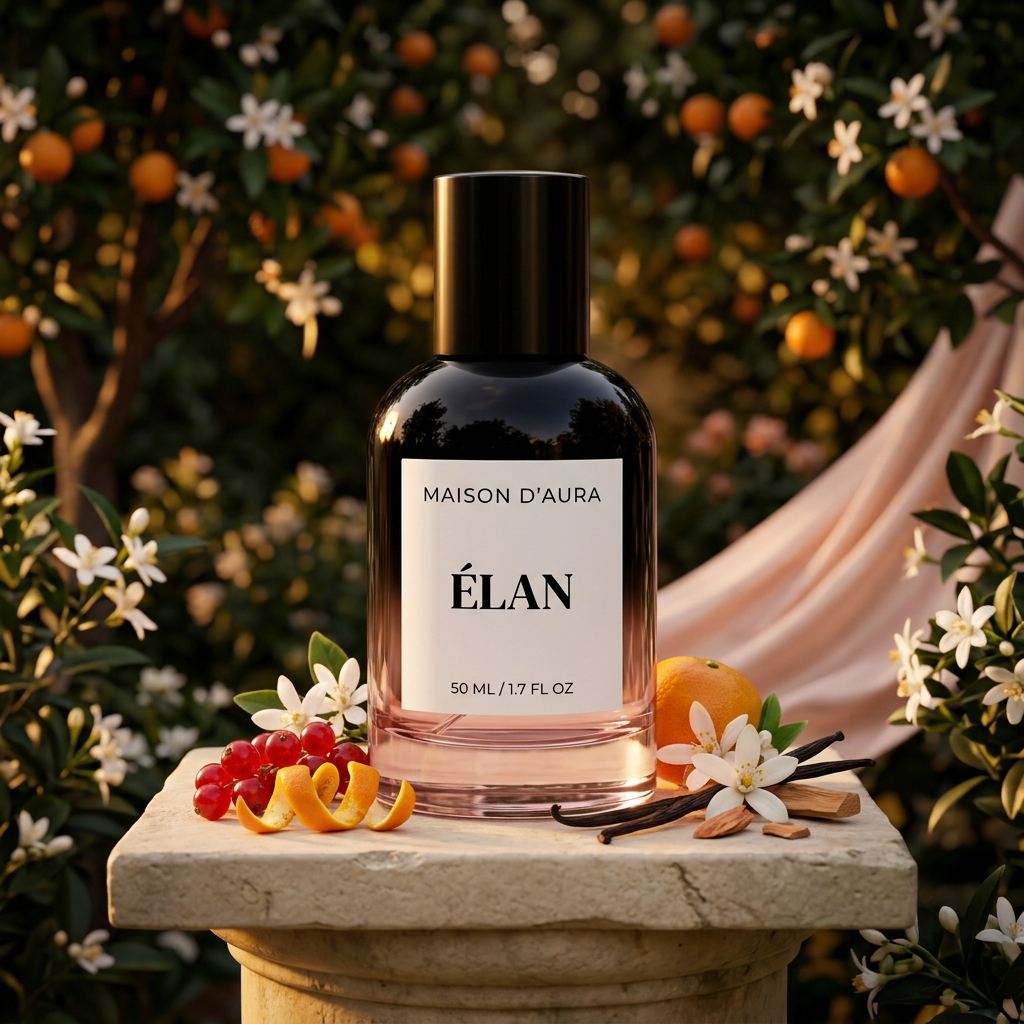 Élan in a twilight floral garden with citrus and vanilla accents