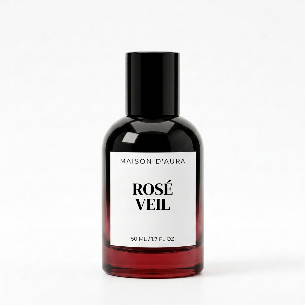 MAISON D'AURA Rosé Veil 50 ml red-base bottle on white